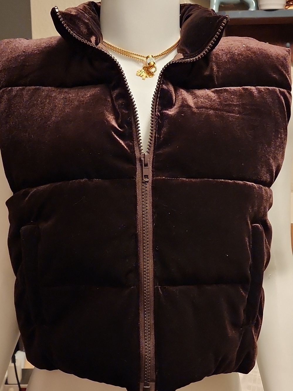 Windsor Dark Brown Velvet Puffer Vest